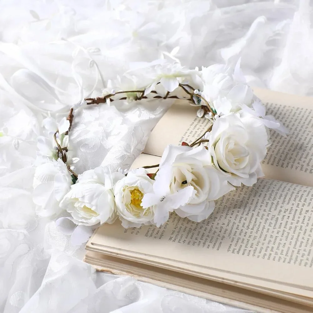 Women Flower Headpiece Fairy Floral Crown Renaissance Cosplay Wedding